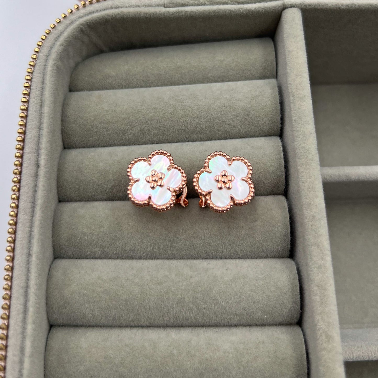 Lucky spring plum blossom earrings 925 silver 18k rose gold plated