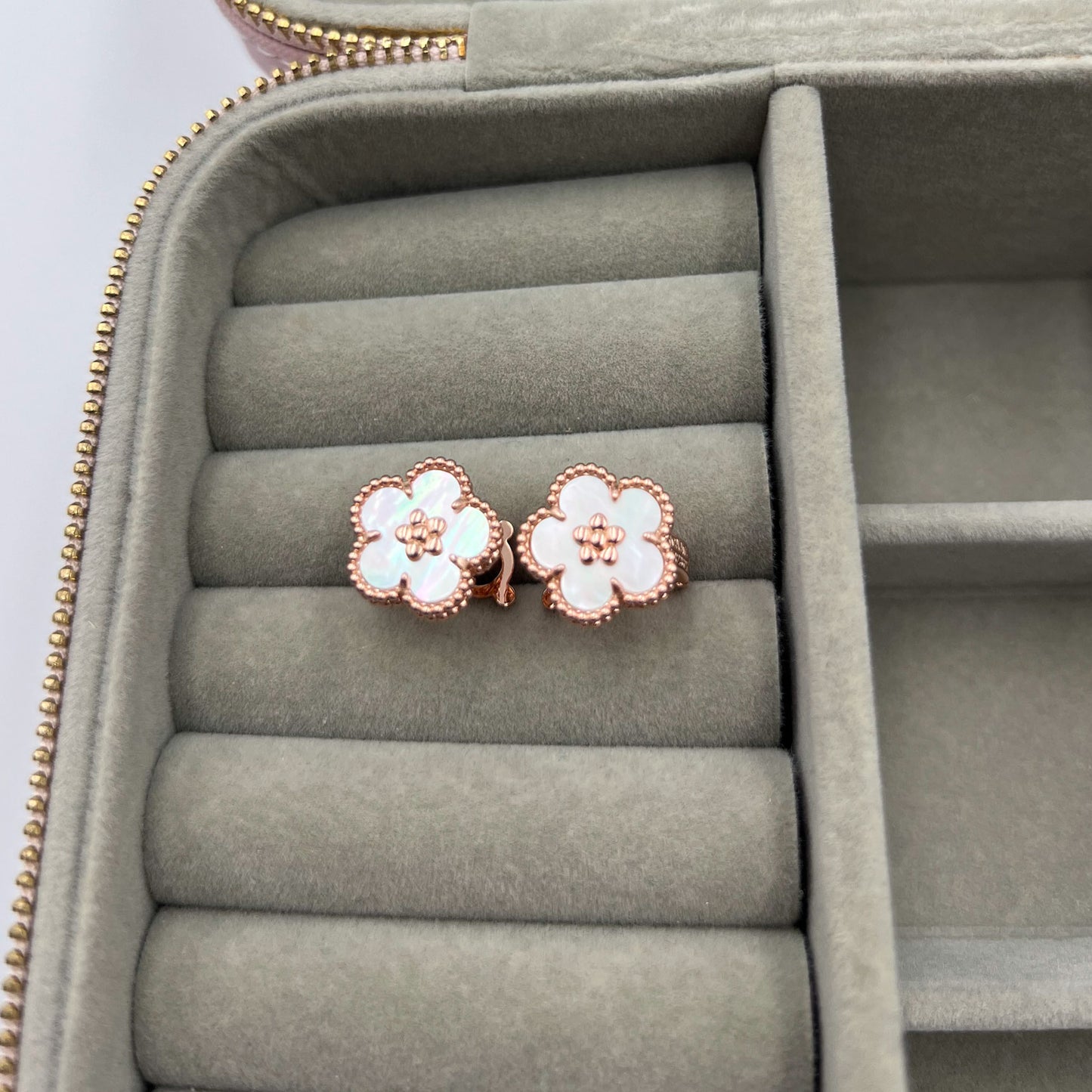 Lucky spring plum blossom earrings 925 silver 18k rose gold plated