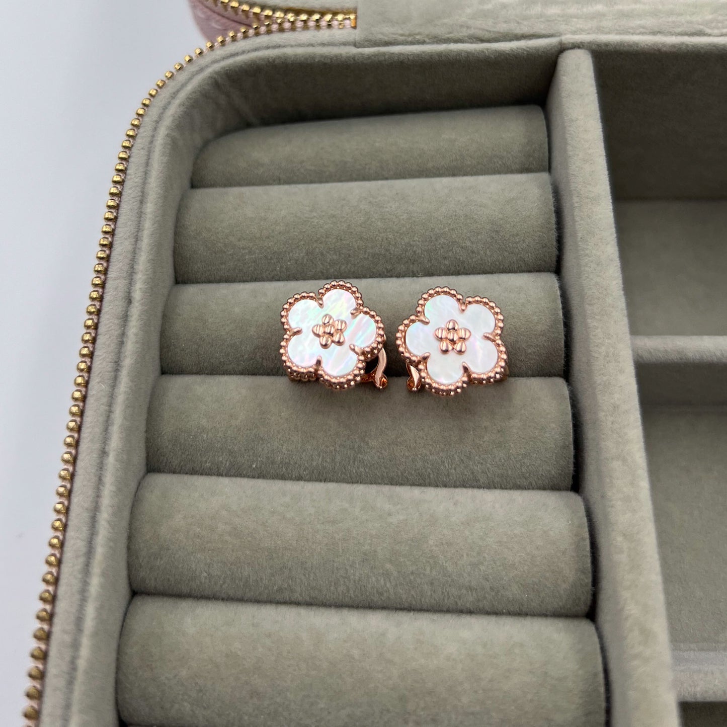 Lucky spring plum blossom earrings 925 silver 18k rose gold plated